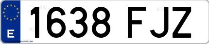 Ejemplo de matrícula española 1638 FJZ
