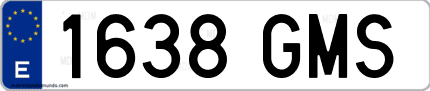 Ejemplo de matrícula de coche ordinaria 1638 GMS