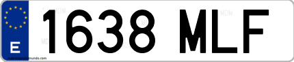 Ejemplo de matrícula de coche ordinaria 1638 MLF