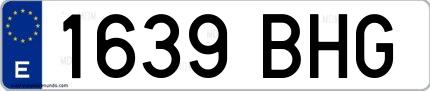 Ejemplo de matrícula española 1639 BHG
