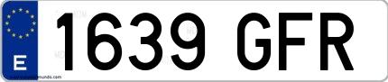 Ejemplo de matrícula española 1639 GFR