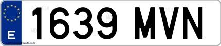 Ejemplo de matrícula española 1639 MVN