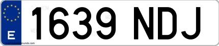 Ejemplo de matrícula española 1639 NDJ