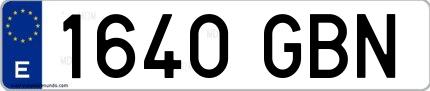 Ejemplo de matrícula española 1640 GBN