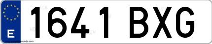 Ejemplo de matrícula española 1641 BXG