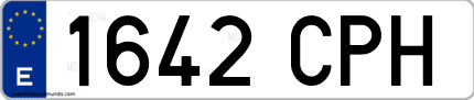 Ejemplo de matrícula de coche ordinaria 1642 CPH