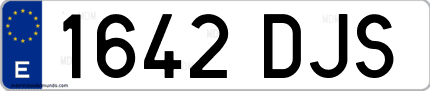 Ejemplo de matrícula de coche ordinaria 1642 DJS