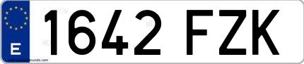 Ejemplo de matrícula española 1642 FZK