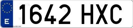 Ejemplo de matrícula española 1642 HXC