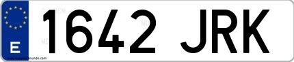 Ejemplo de matrícula española 1642 JRK