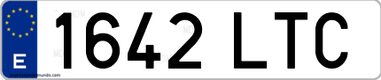 Ejemplo de matrícula de coche ordinaria 1642 LTC