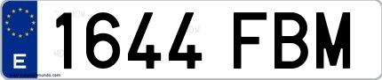 Ejemplo de matrícula española 1644 FBM