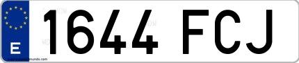 Ejemplo de matrícula española 1644 FCJ