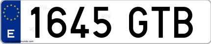 Ejemplo de matrícula española 1645 GTB