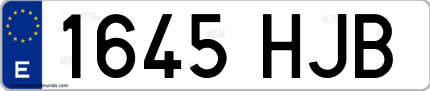 Ejemplo de matrícula de coche ordinaria 1645 HJB