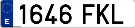 Ejemplo de matrícula de coche ordinaria 1646 FKL