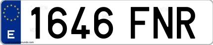 Ejemplo de matrícula española 1646 FNR