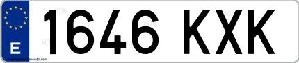 Ejemplo de matrícula española 1646 KXK