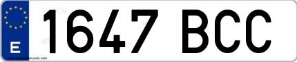 Ejemplo de matrícula española 1647 BCC