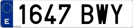 Ejemplo de matrícula de coche ordinaria 1647 BWY