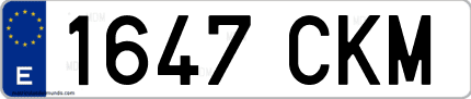 Ejemplo de matrícula de coche ordinaria 1647 CKM