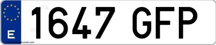 Ejemplo de matrícula española 1647 GFP