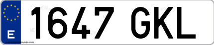 Ejemplo de matrícula de coche ordinaria 1647 GKL
