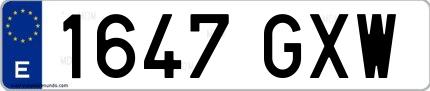 Ejemplo de matrícula española 1647 GXW
