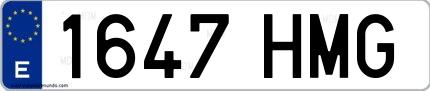 Ejemplo de matrícula española 1647 HMG