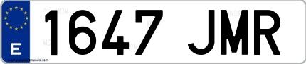 Ejemplo de matrícula española 1647 JMR