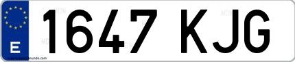Ejemplo de matrícula española 1647 KJG