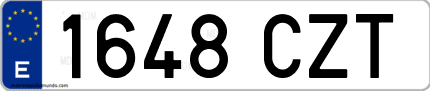 Ejemplo de matrícula de coche ordinaria 1648 CZT