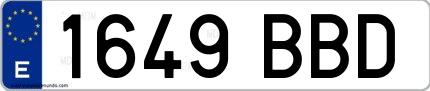 Ejemplo de matrícula española 1649 BBD