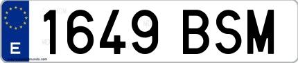Ejemplo de matrícula española 1649 BSM
