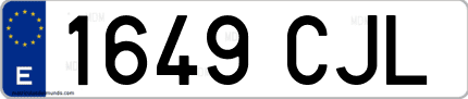 Ejemplo de matrícula de coche ordinaria 1649 CJL