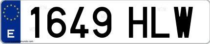 Ejemplo de matrícula española 1649 HLW