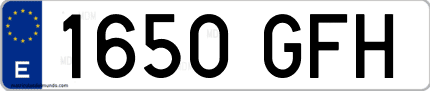 Ejemplo de matrícula de coche ordinaria 1650 GFH