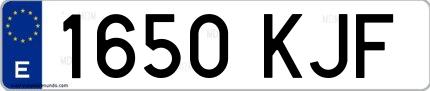 Ejemplo de matrícula española 1650 KJF