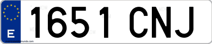 Ejemplo de matrícula de coche ordinaria 1651 CNJ