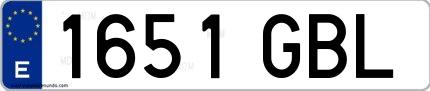 Ejemplo de matrícula española 1651 GBL