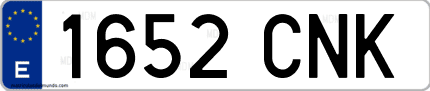 Ejemplo de matrícula de coche ordinaria 1652 CNK