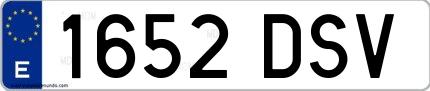 Ejemplo de matrícula española 1652 DSV