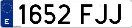 Ejemplo de matrícula española 1652 FJJ