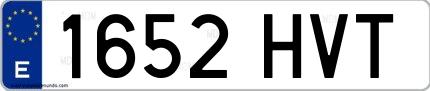 Ejemplo de matrícula española 1652 HVT
