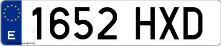 Ejemplo de matrícula española 1652 HXD