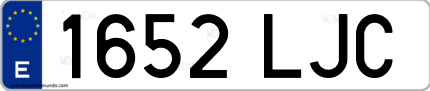Ejemplo de matrícula de coche ordinaria 1652 LJC