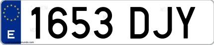 Ejemplo de matrícula española 1653 DJY