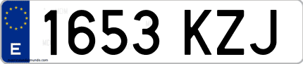 Ejemplo de matrícula de coche ordinaria 1653 KZJ