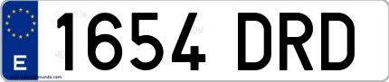 Ejemplo de matrícula española 1654 DRD