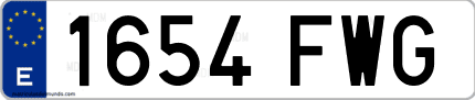 Ejemplo de matrícula de coche ordinaria 1654 FWG